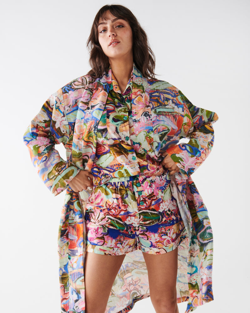 Kip&Co x Kezz Brett Waterlily Waterway Linen Robe