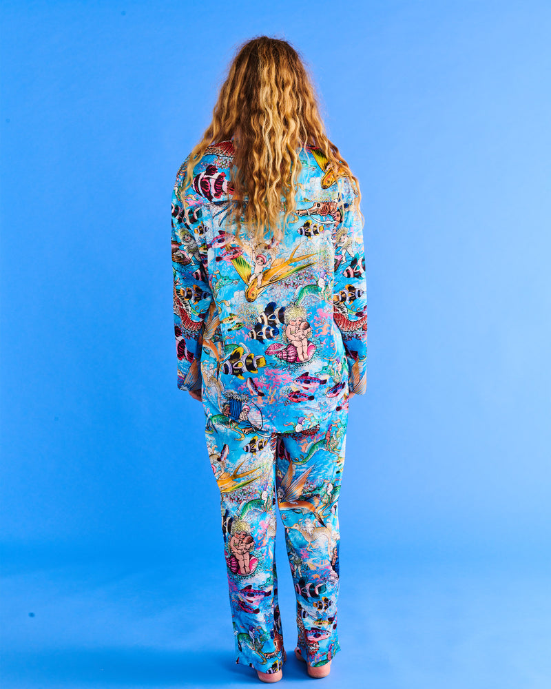 Kip&Co x May Gibbs Waterworld Eco Satin Long Sleeve Shirt & Pant Pyjama Set