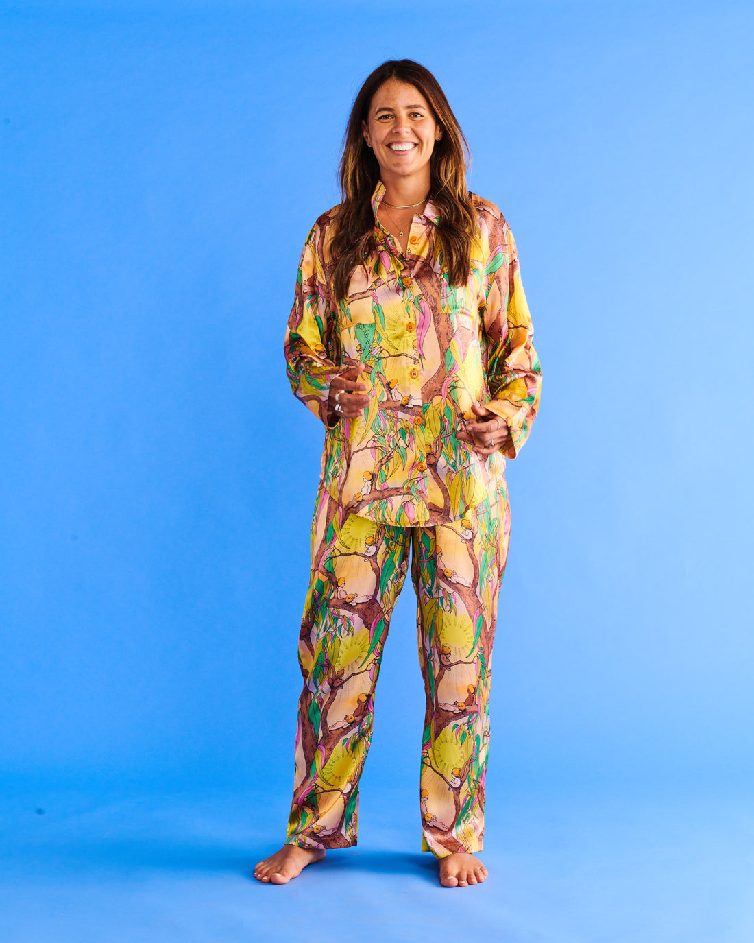 Kip&Co x May Gibbs Sunrise Delight Eco Satin Long Sleeve Shirt & Pant Pyjama Set