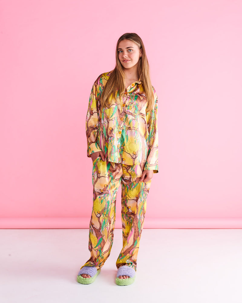 Kip&Co x May Gibbs Sunrise Delight Eco Satin Teen Long Sleeve Shirt & Pant Pyjama Set