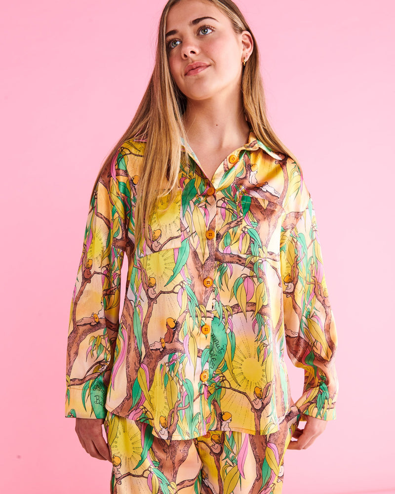 Kip&Co x May Gibbs Sunrise Delight Eco Satin Teen Long Sleeve Shirt & Pant Pyjama Set