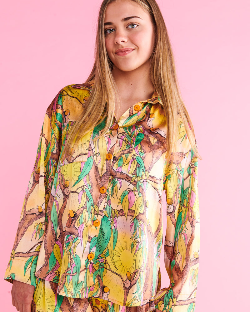 Kip&Co x May Gibbs Sunrise Delight Eco Satin Teen Long Sleeve Shirt & Pant Pyjama Set