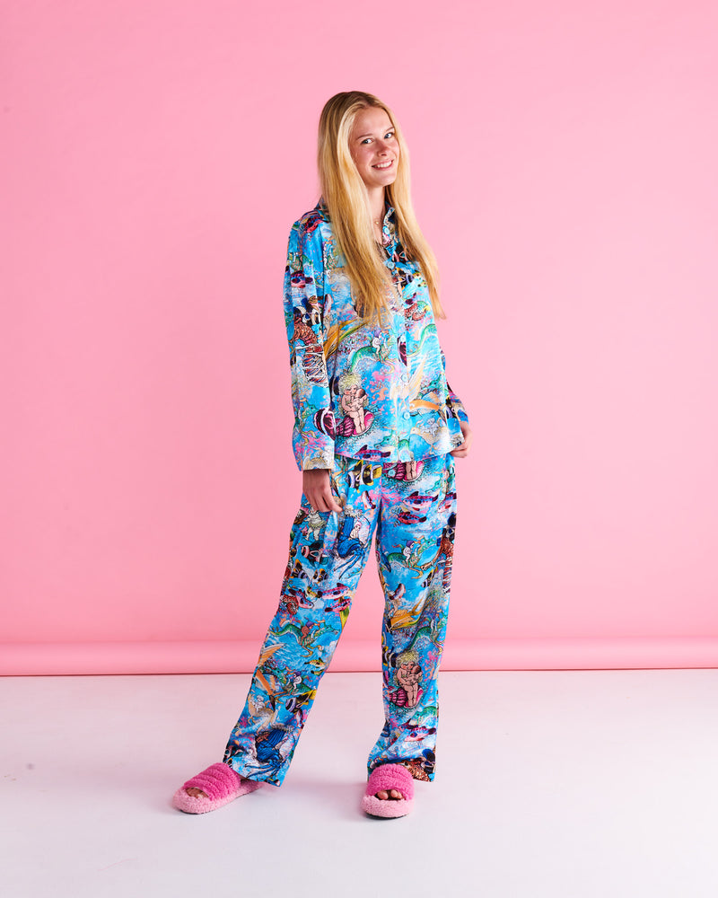 Kip&Co x May Gibbs Waterworld Eco Satin Teen Long Sleeve Shirt & Pant Pyjama Set