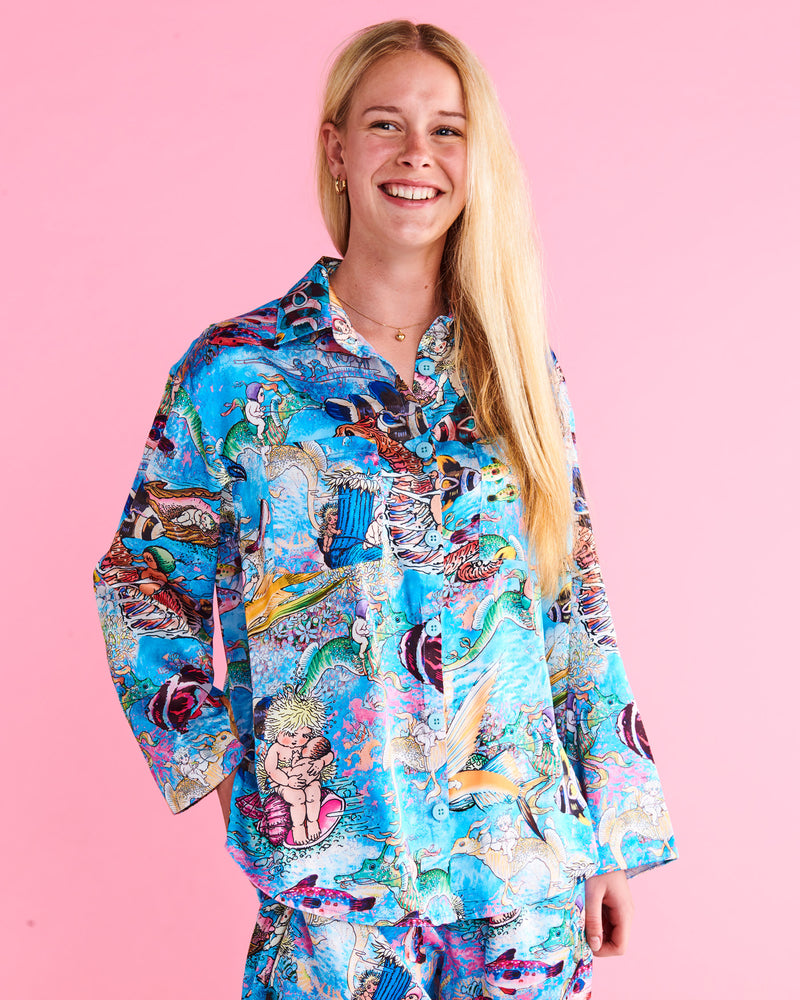 Kip&Co x May Gibbs Waterworld Eco Satin Teen Long Sleeve Shirt & Pant Pyjama Set