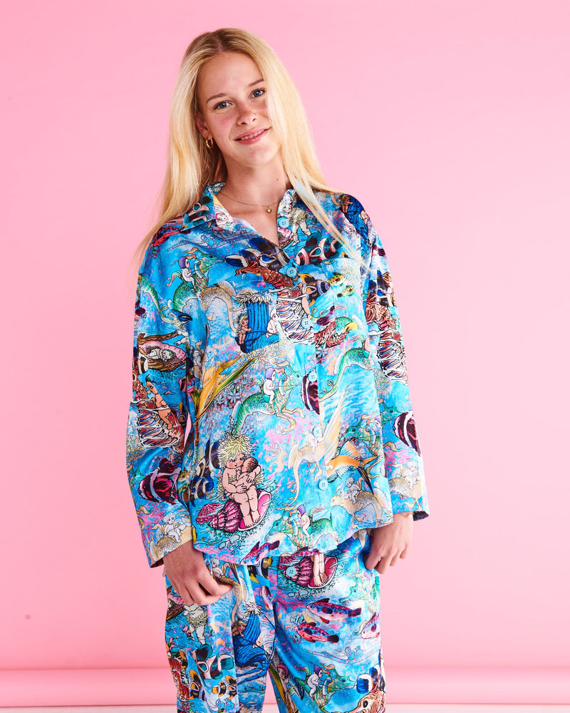 Kip&Co x May Gibbs Waterworld Eco Satin Teen Long Sleeve Shirt & Pant Pyjama Set