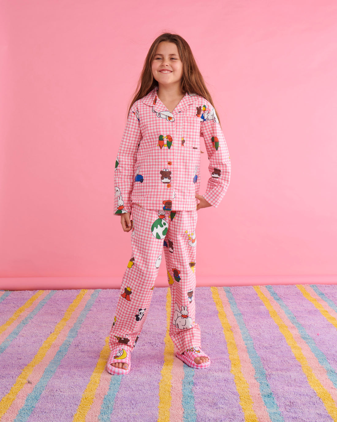 Kip&Co x Miffy Miffy And Mates Kids Flannelette Long Sleeve Shirt & Pant Pyjama Set