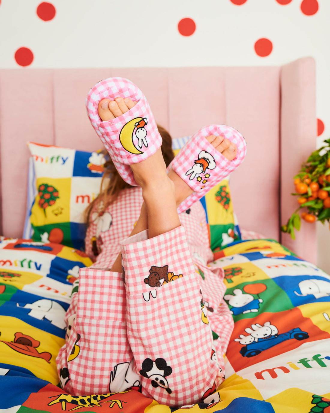 Kip&Co x Miffy Quilted Velvet Kids Slippers