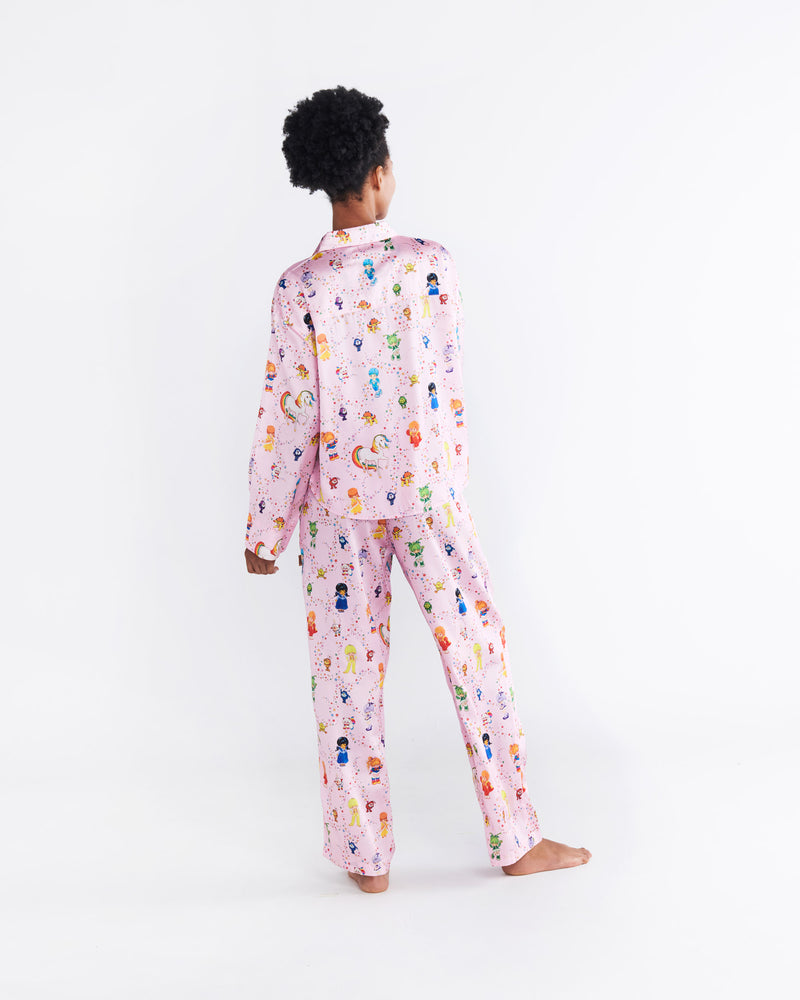 Kip&Co x Rainbow Brite Star Shower Eco Satin Adult Long Sleeve Shirt & Pant Pyjama Set