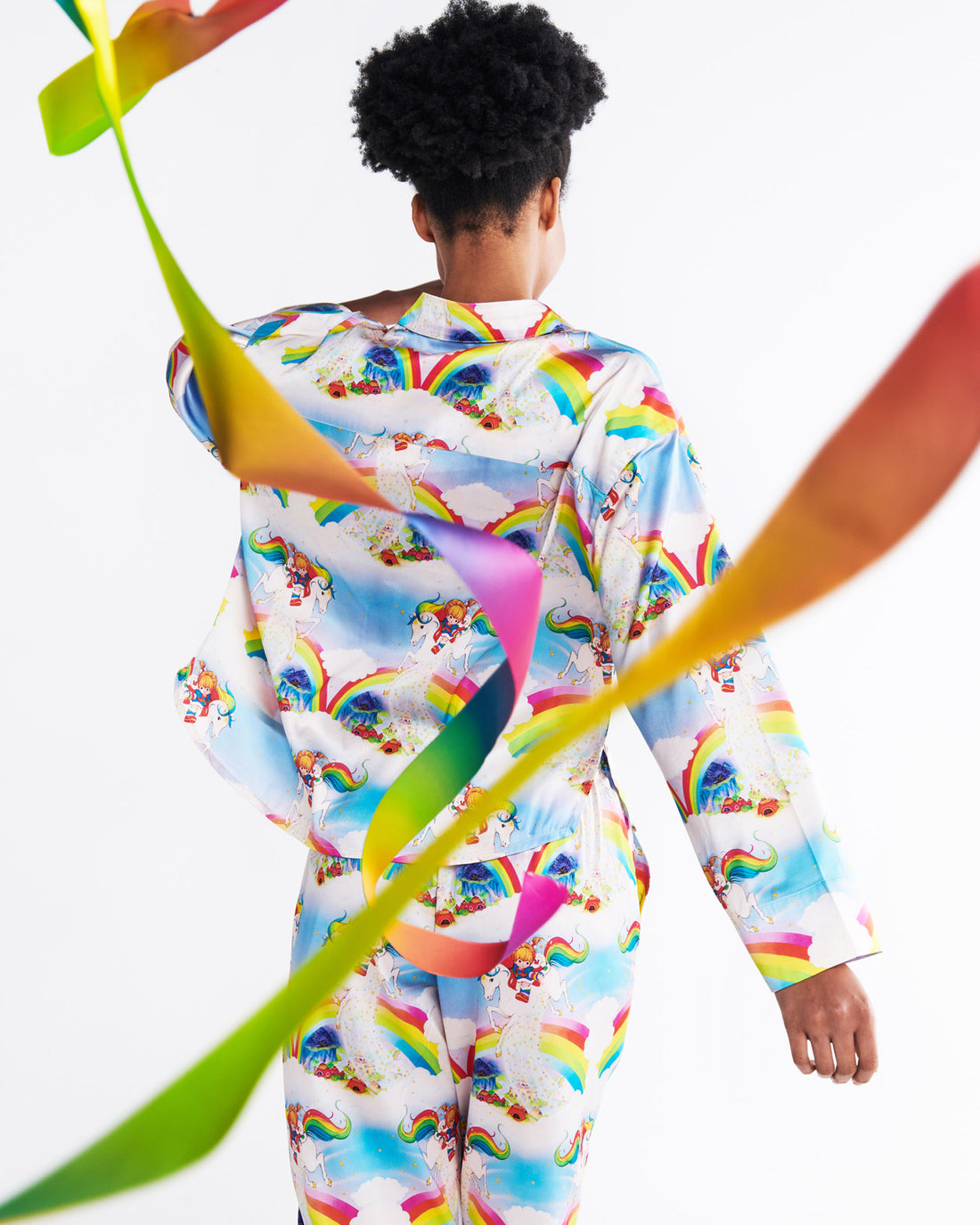 Kip&Co x Rainbow Brite Magic Sky Eco Satin Adult Long Sleeve Shirt & Pant Pyjama Set