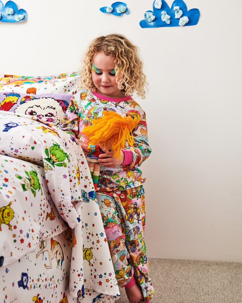 Kip&Co x Rainbow Brite Brite Side Organic Cotton Long Sleeve Top & Pant Pyjama Set