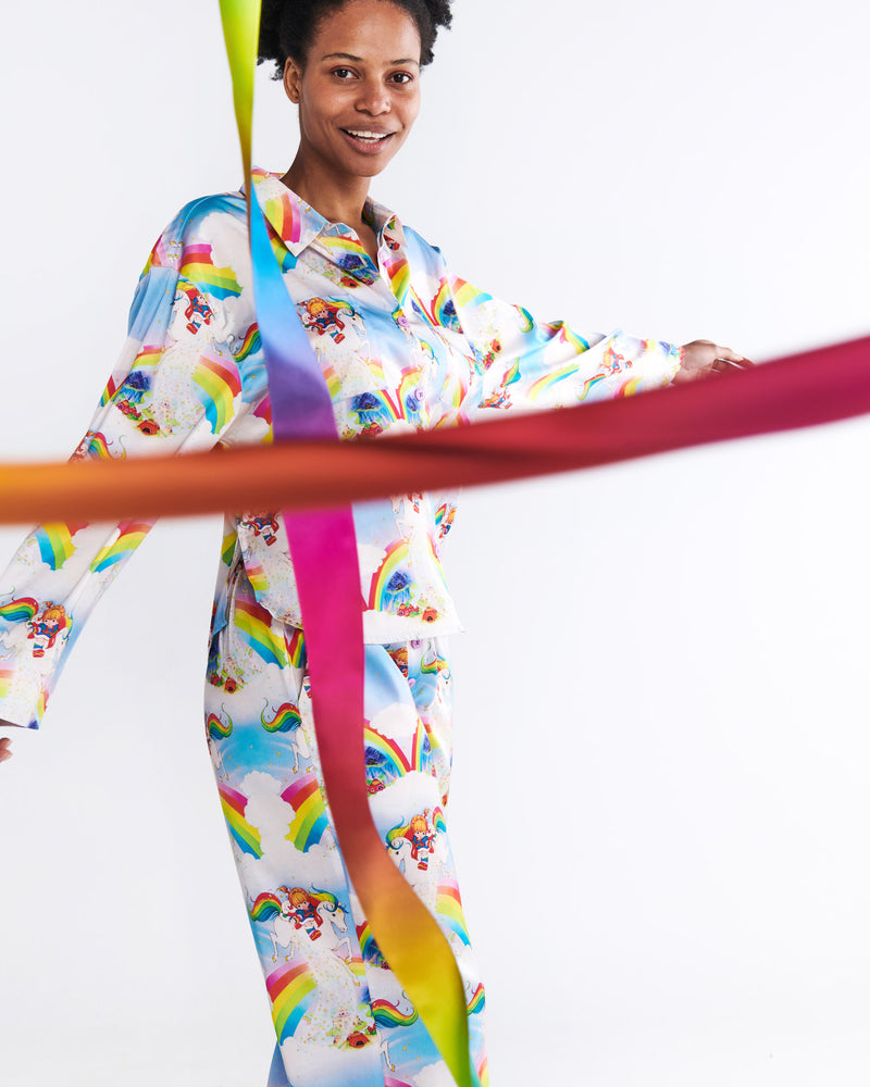 Kip&Co x Rainbow Brite Magic Sky Eco Satin Adult Long Sleeve Shirt & Pant Pyjama Set