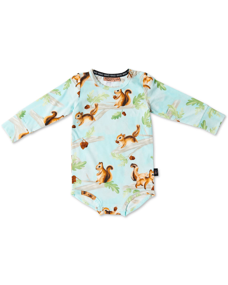 Squirrel Scurry Organic Long Sleeve Romper