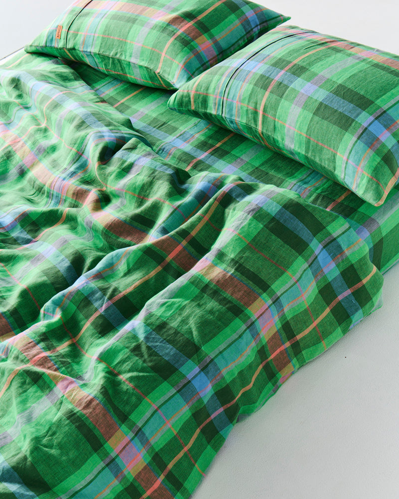 Jewel Of The Nile Tartan Linen Fitted Sheet