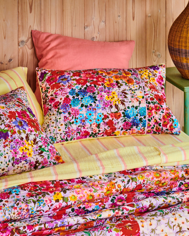 Full Bloom Reversible Linen Quilted Pillowcases