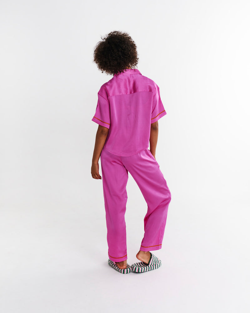 Flirty Eco Satin Short Sleeve Shirt & Pant Pyjama Set