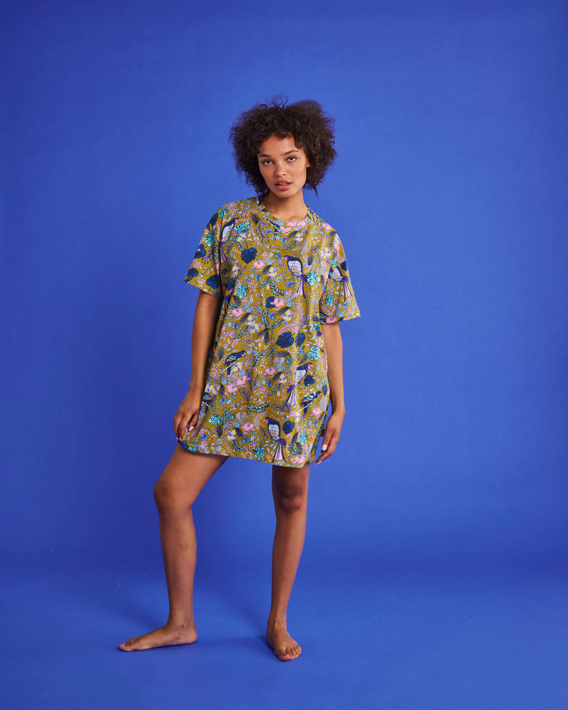 Birds Of Paradise Organic Cotton Oversize T-shirt Nightie