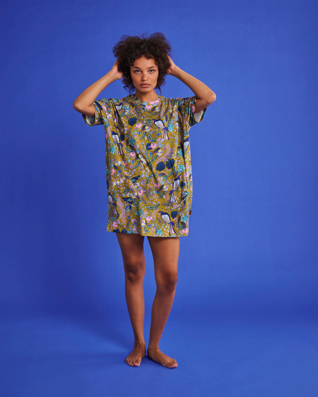 Birds Of Paradise Organic Cotton Oversize T-shirt Nightie