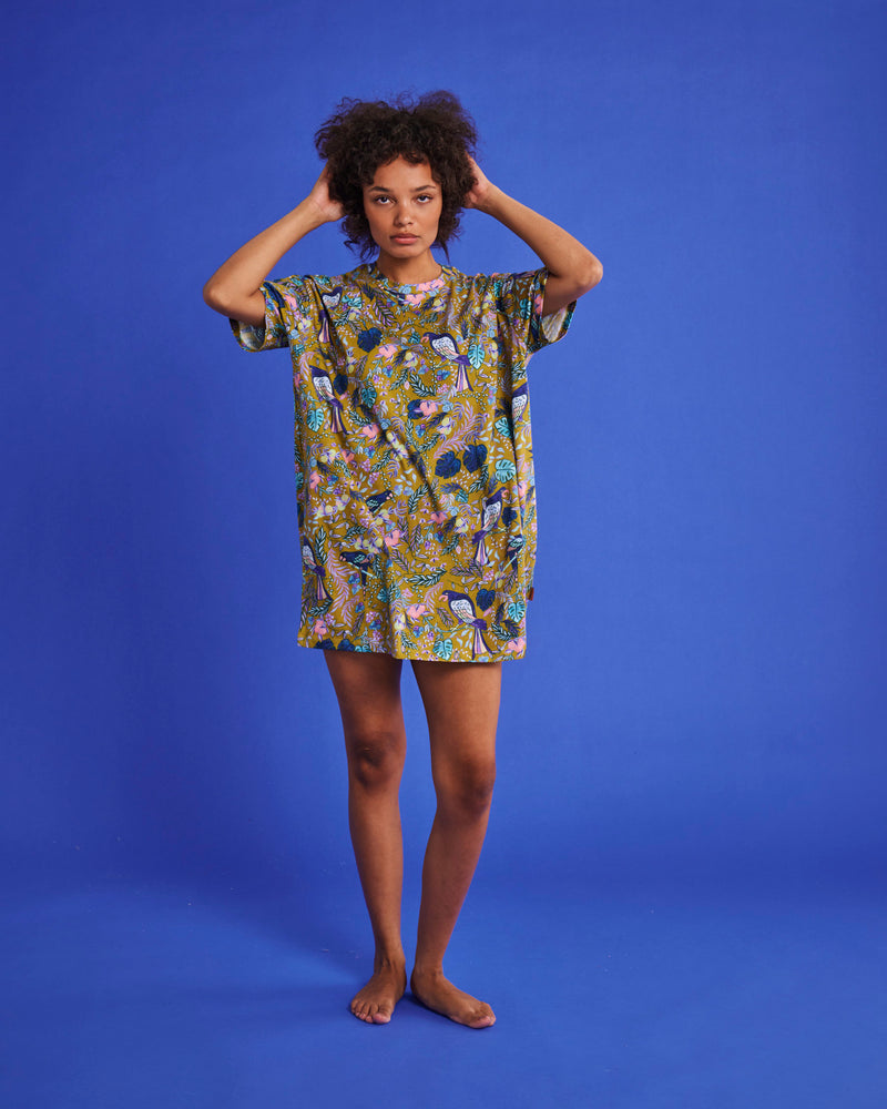 Birds Of Paradise Organic Cotton Oversize T-shirt Nightie