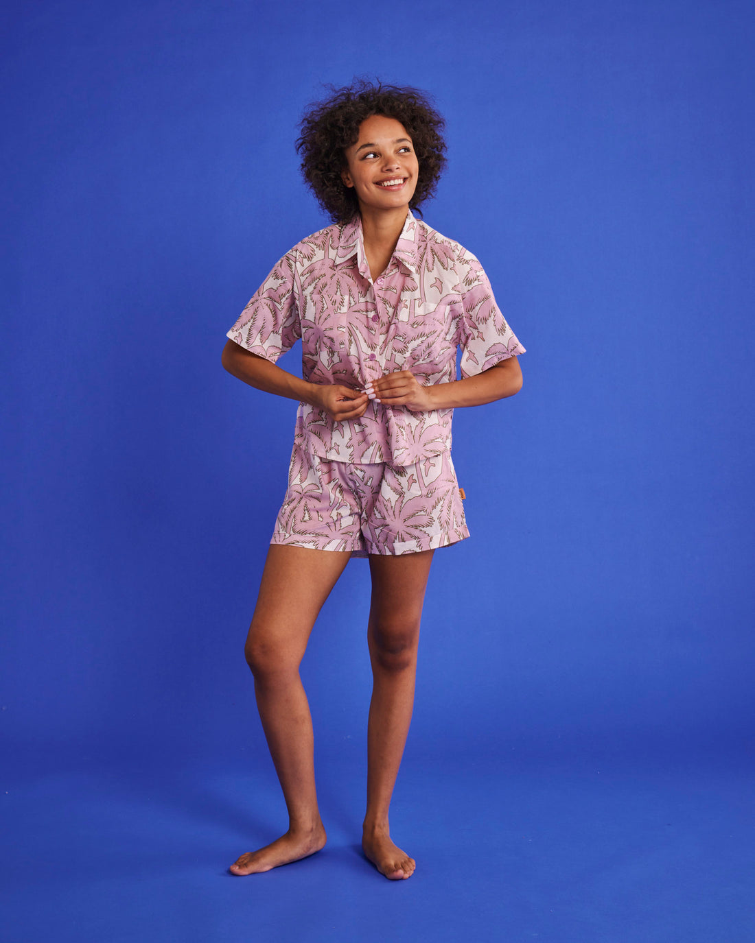 Balmy Palmy Organic Cotton Short Sleeve Shirt & Short Pyjama Set