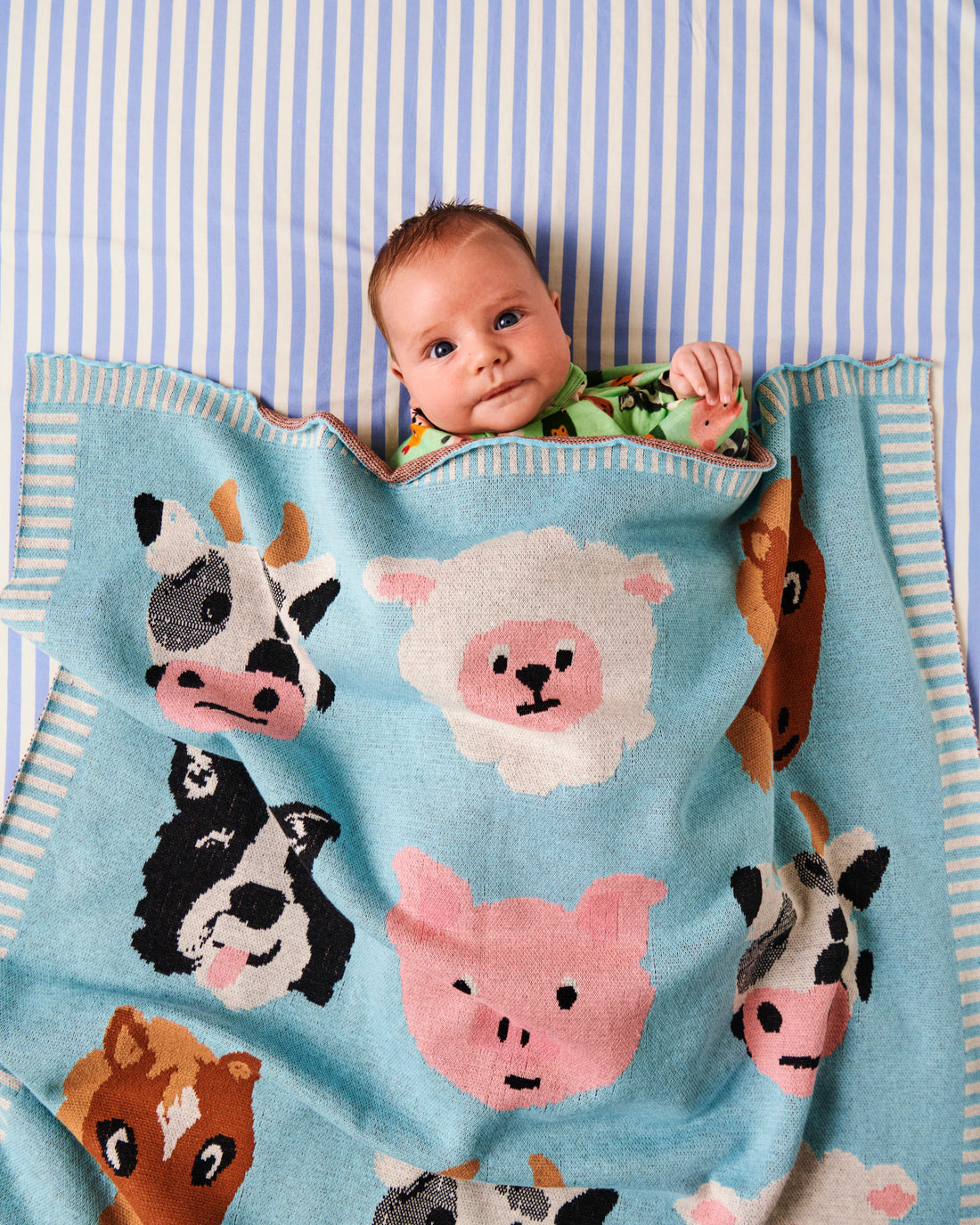 Farm Friends Cotton Knitted Baby Blanket