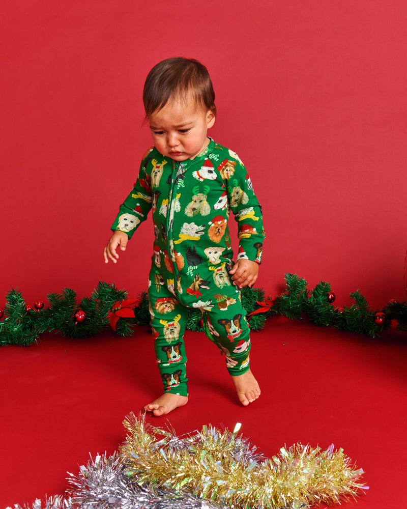 Santa's Little Helper Organic Long Sleeve Zip Romper