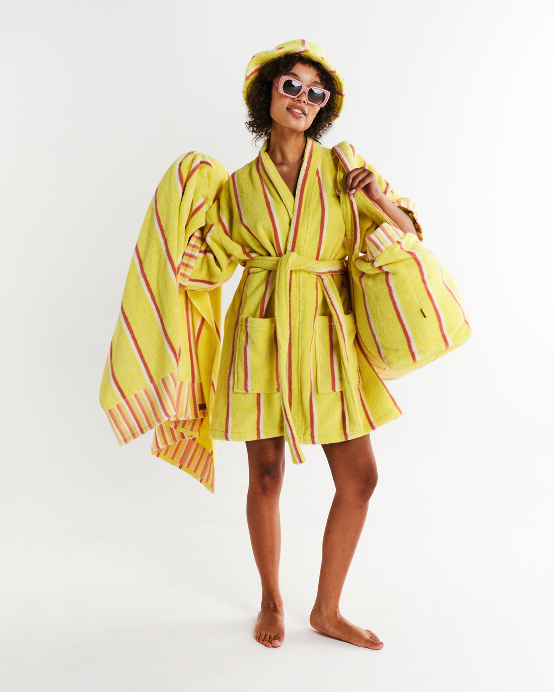 Pina Colada Stripe Terry Mini Robe