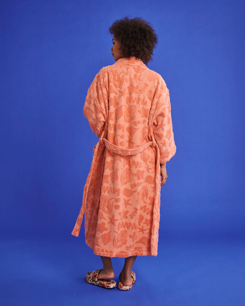 Peach Rock Pool Terry Bath Robe