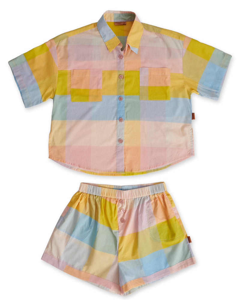 Corfu Tartan Teen Organic Cotton Short Sleeve Shirt & Short Pyjama Set