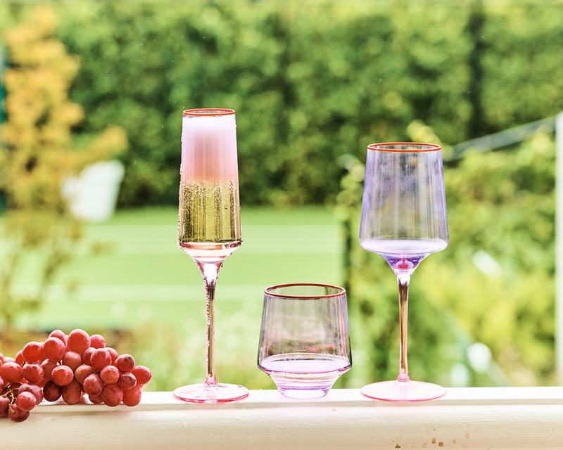 Lilac Colour Block Vino Glass 2P Set