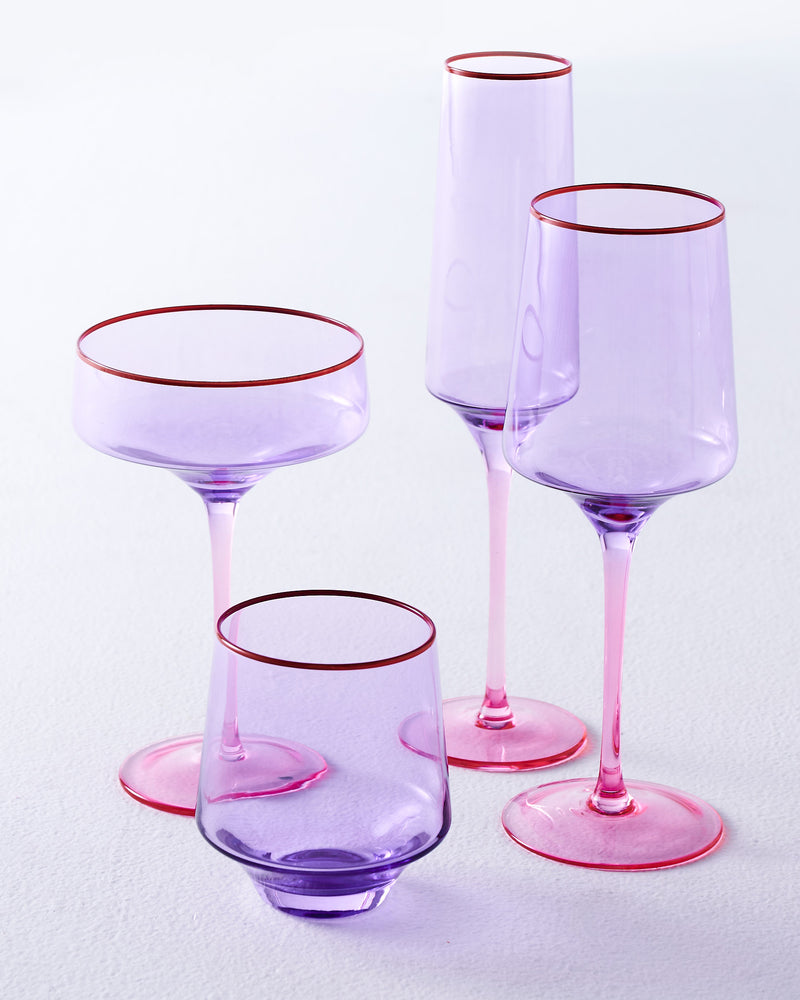 Lilac Colour Block Champagne Glass 2P Set