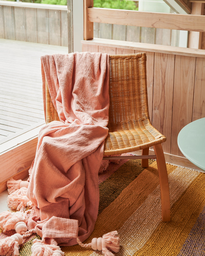 Dusty Pink Tassel Throw