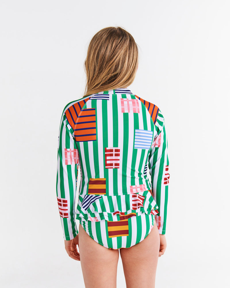 Stripe On Stripe Long Sleeve Bathers