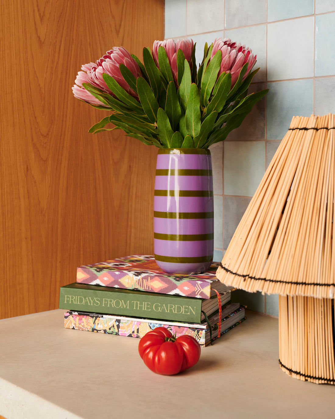 Wisteria Lane Stripe Resin Vase