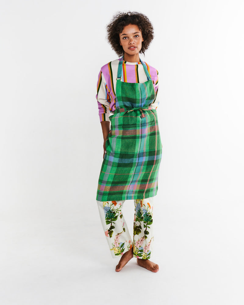 Jewel Of The Nile Tartan Linen Apron