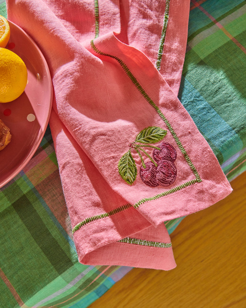 Berry Bliss Embroidered Linen 4P Napkin Set