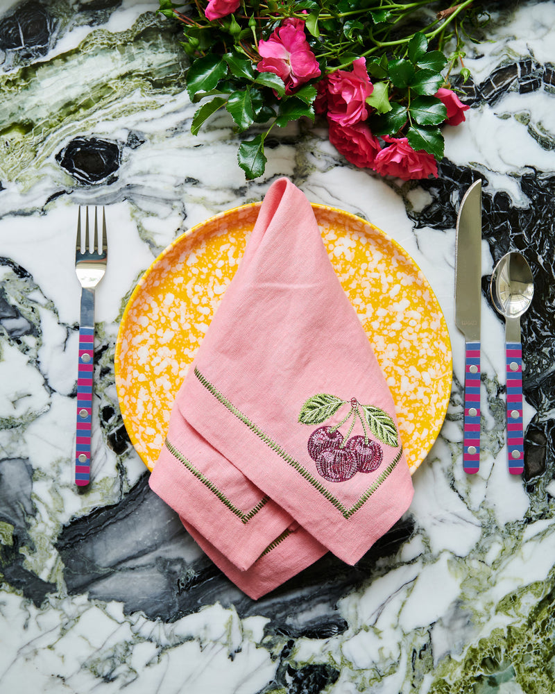 Berry Bliss Embroidered Linen 4P Napkin Set