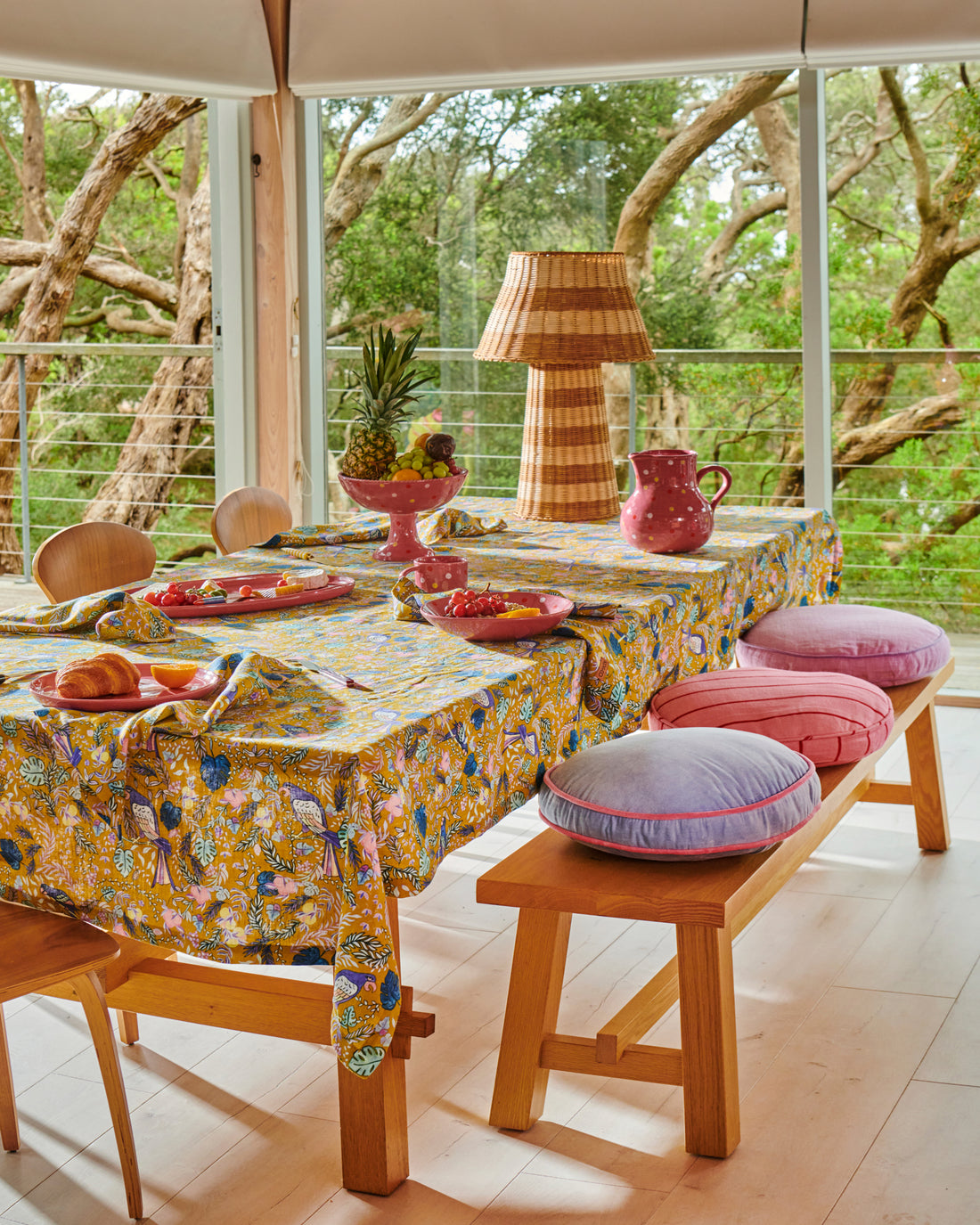 Birds Of Paradise Linen Tablecloth