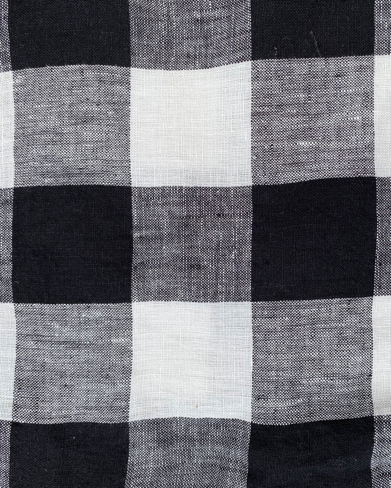 Black & White Gingham Linen 4P Napkin Set