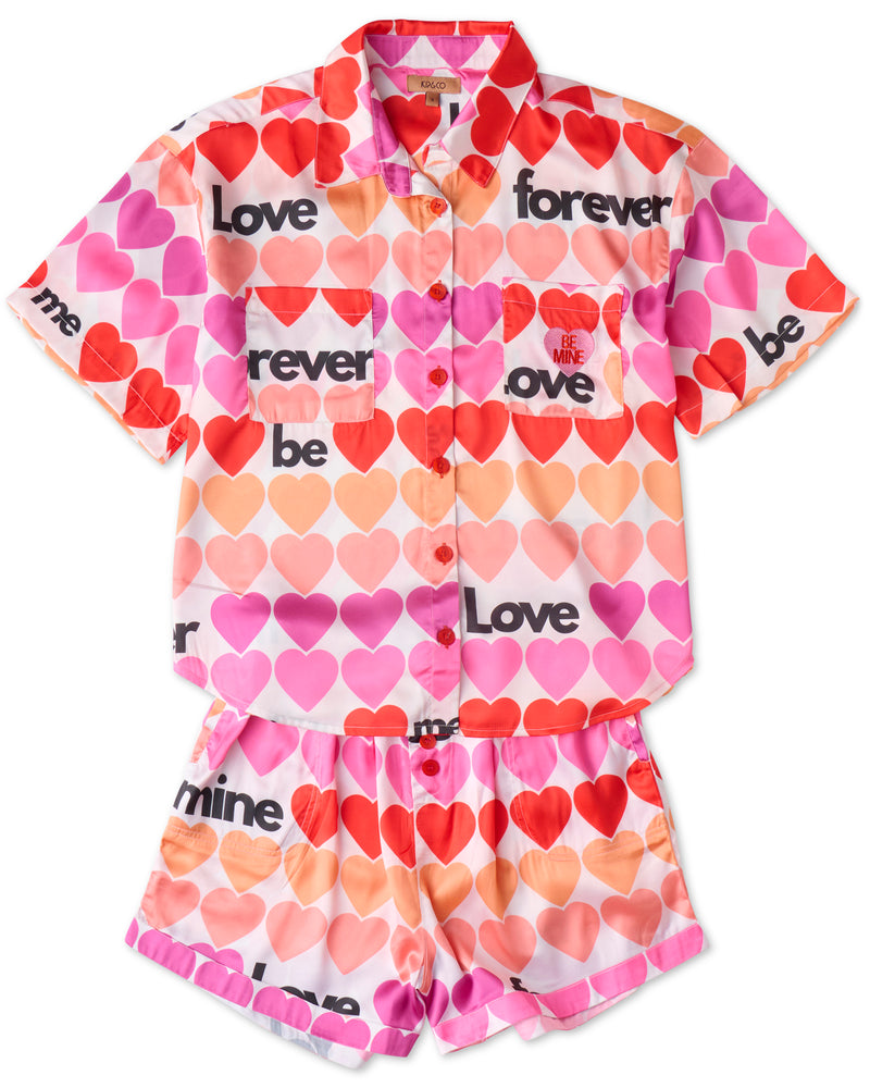 Forever Eco Satin Short Sleeve Shirt & Short Pyjama Set