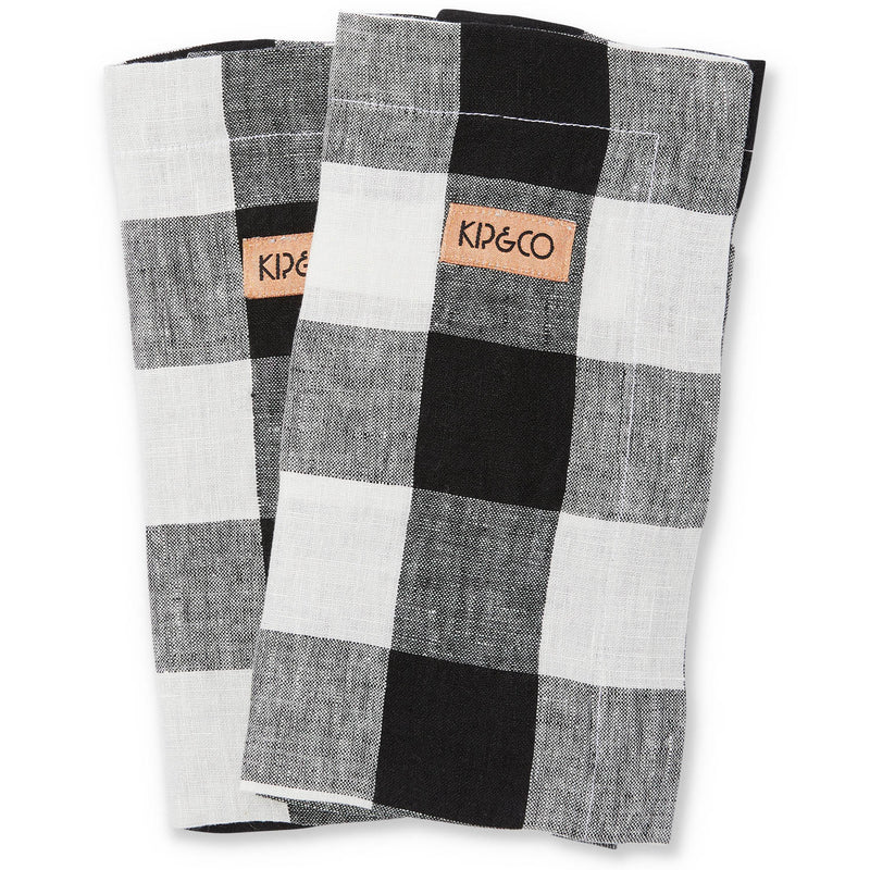 Black & White Gingham Linen 6P Napkin Set