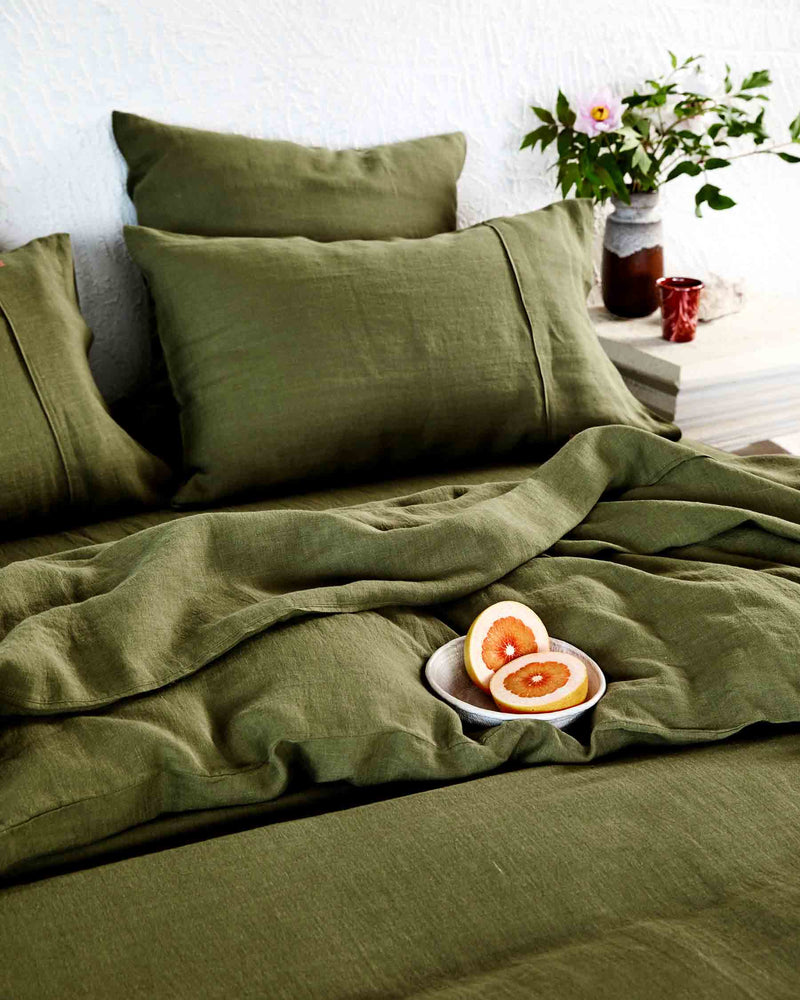 Olive Linen Pillowcases