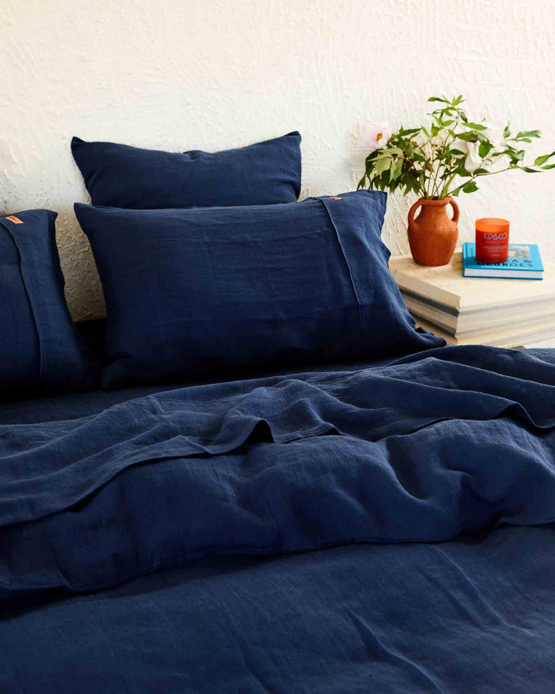 Indigo Linen Quilt Cover