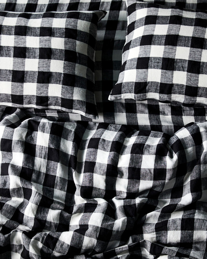 Black & White Gingham Linen Pillowcases