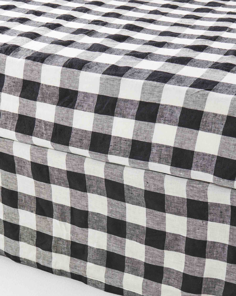 Black & White Gingham Linen Valance